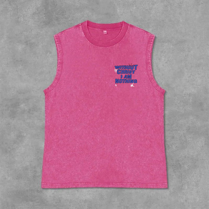 Christianartworkshop Without Christ I Am Nothing Unisex Washed Tank Top - image 23