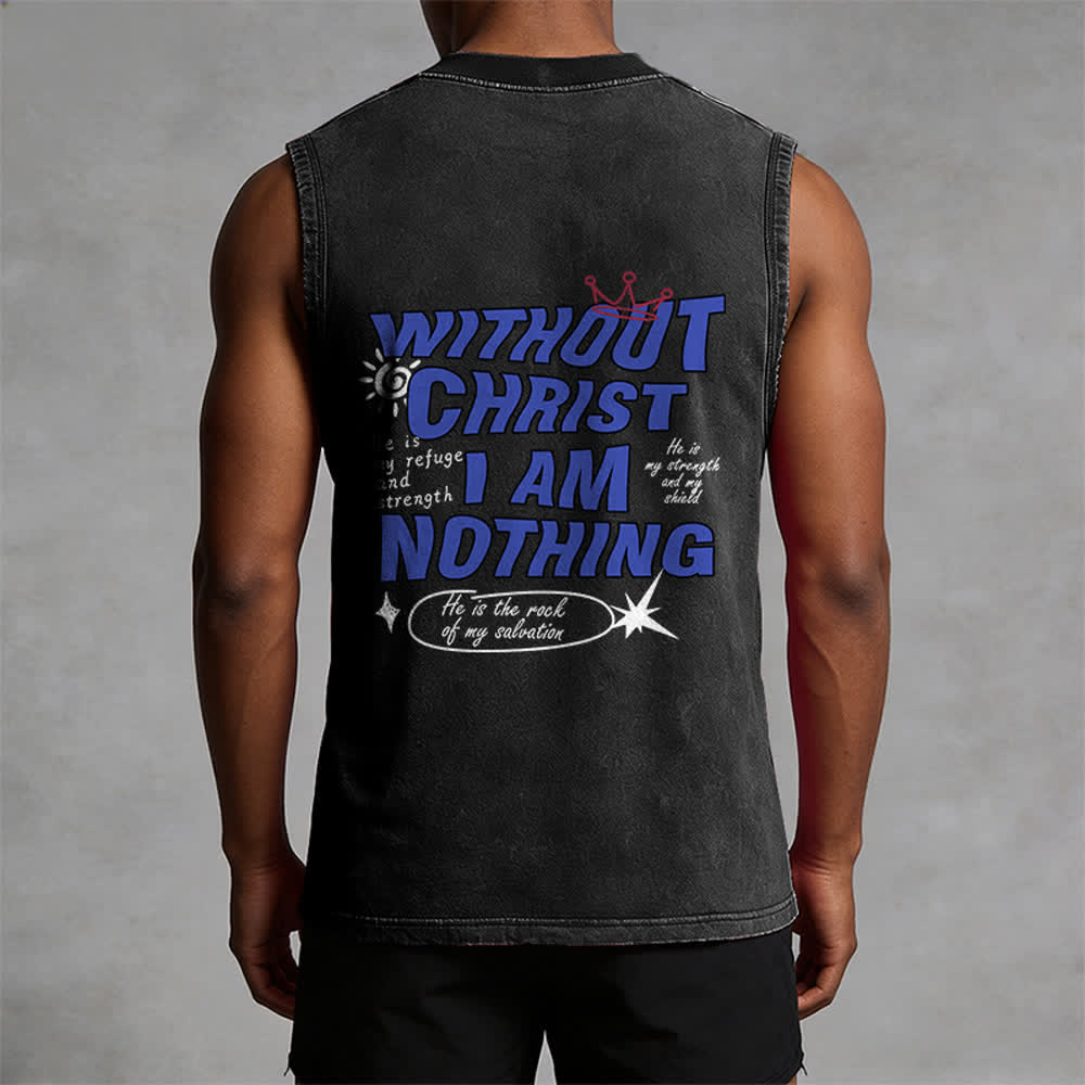 Christianartworkshop Without Christ I Am Nothing Unisex Washed Tank Top - image 8