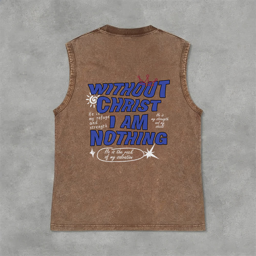Christianartworkshop Without Christ I Am Nothing Unisex Washed Tank Top - image 33