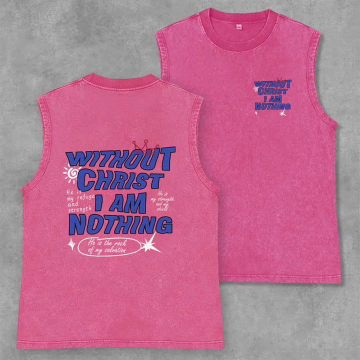 Christianartworkshop Without Christ I Am Nothing Unisex Washed Tank Top - Pink - 2XL - image 21