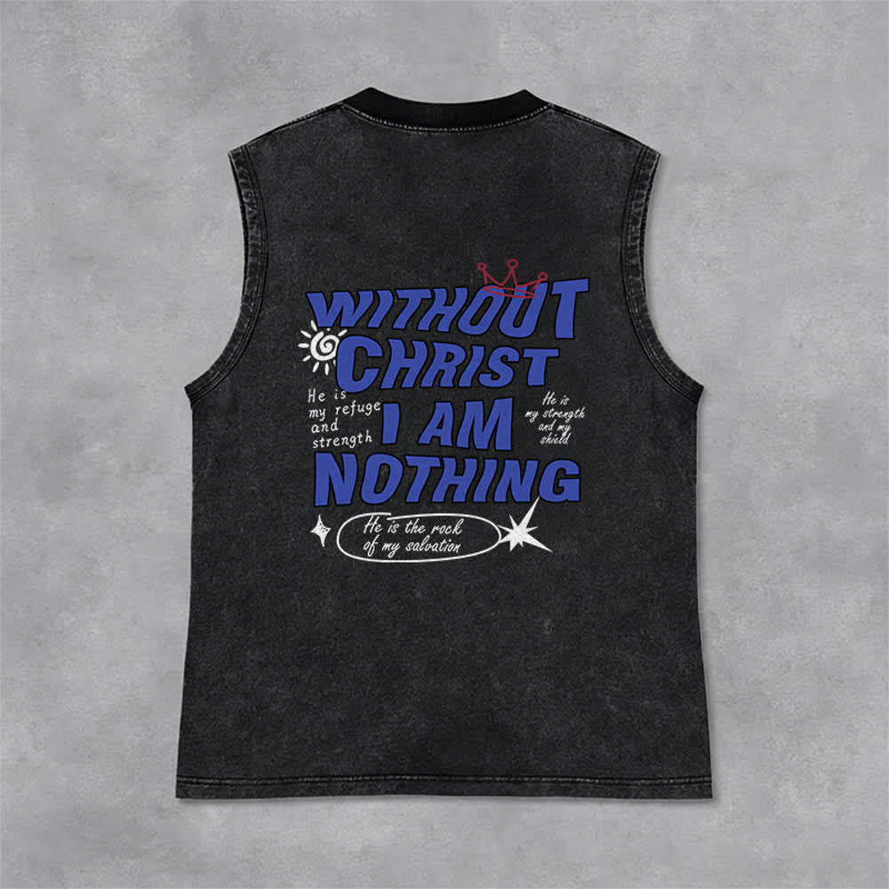 Christianartworkshop Without Christ I Am Nothing Unisex Washed Tank Top - image 12