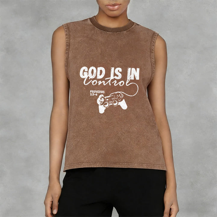 Christianartworkshop God Is In Control Unisex Washed Tank Top - image 14