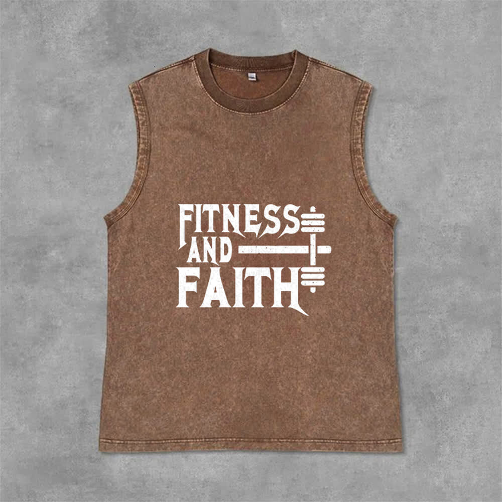 Christianartworkshop Fitness And Faith Unisex Washed Tank Top - Brown - 2XL - image 12
