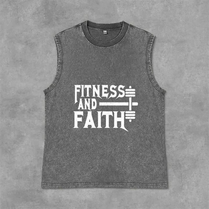 Christianartworkshop Fitness And Faith Unisex Washed Tank Top - Grey - 2XL - image 3