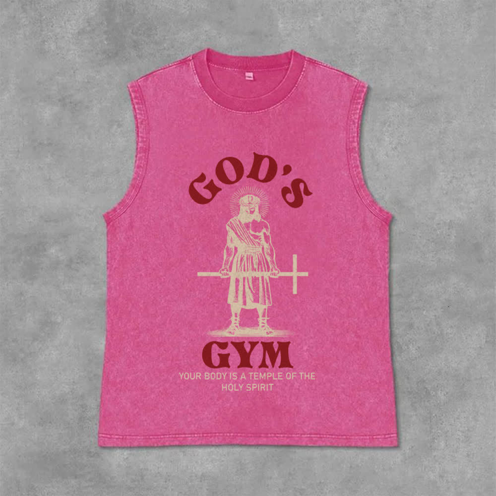 Christianartworkshop Your Body Is A Temple Of The Holy Spirit Unisex Washed Tank Top - Pink - 2XL - image 9