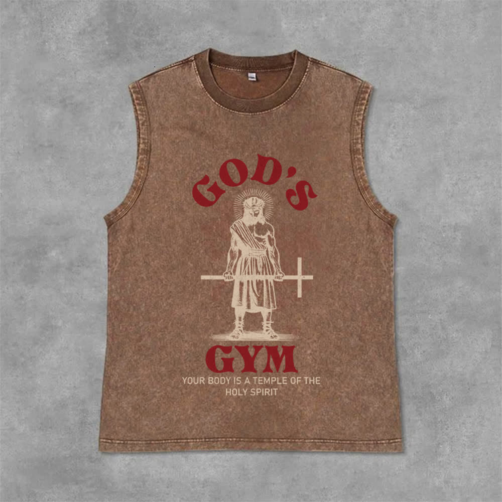 Christianartworkshop Your Body Is A Temple Of The Holy Spirit Unisex Washed Tank Top - Brown - 2XL - image 12