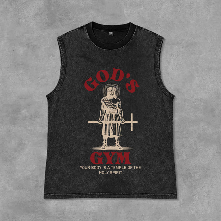 Christianartworkshop Your Body Is A Temple Of The Holy Spirit Unisex Washed Tank Top - Black - 2XL - image 3