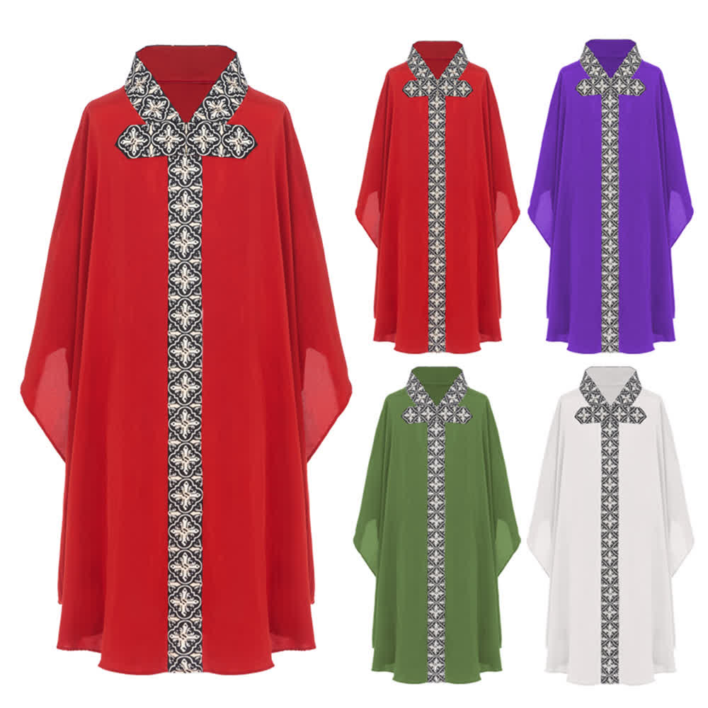 Christianartworkshop Multicolor Ornate Cross Cassock Clergy Robe for Sacred Ceremonies - image 0