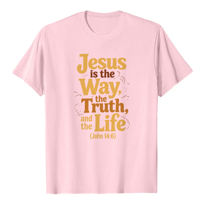 Christianartworkshop Jesus Is The Way The Truth The Life Premium T-Shirt - Pink - 2XL - image 1