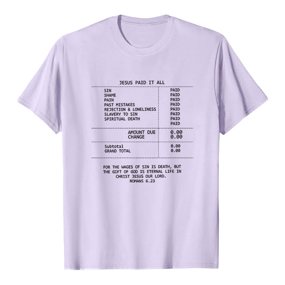 Christianartworkshop Jesus Paid It All Receipt Premium T-Shirt - Purple - 2XL - image 2