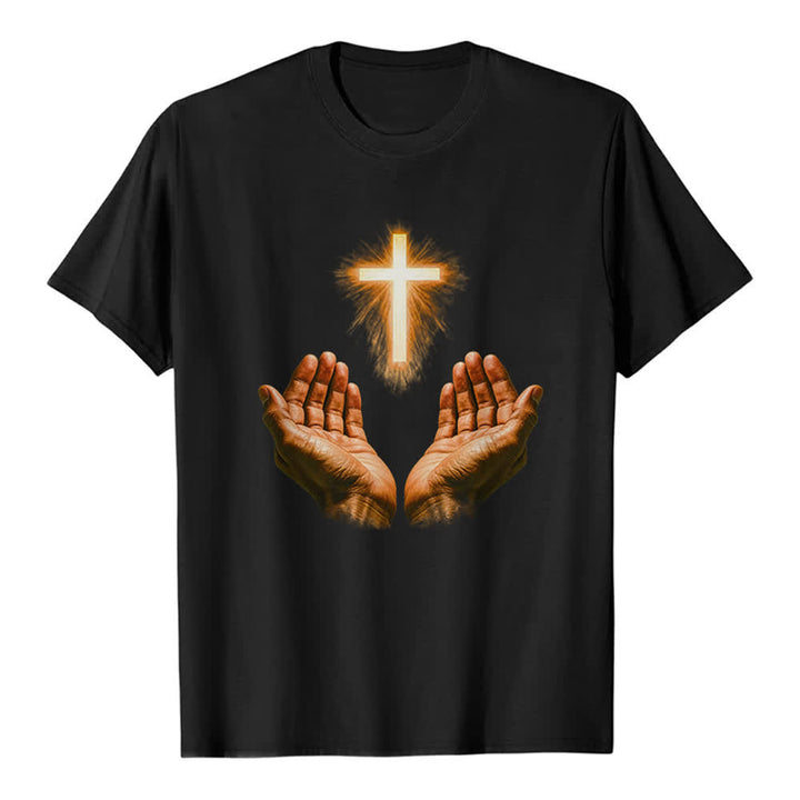 Christianartworkshop Jesus Cross In Hands Premium T-Shirt - Black - 2XL - image 8