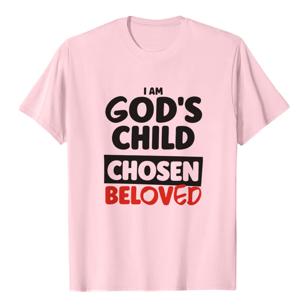 Christianartworkshop Retro Bold Typography God's Child Premium T-Shirt - Pink - 2XL - image 1