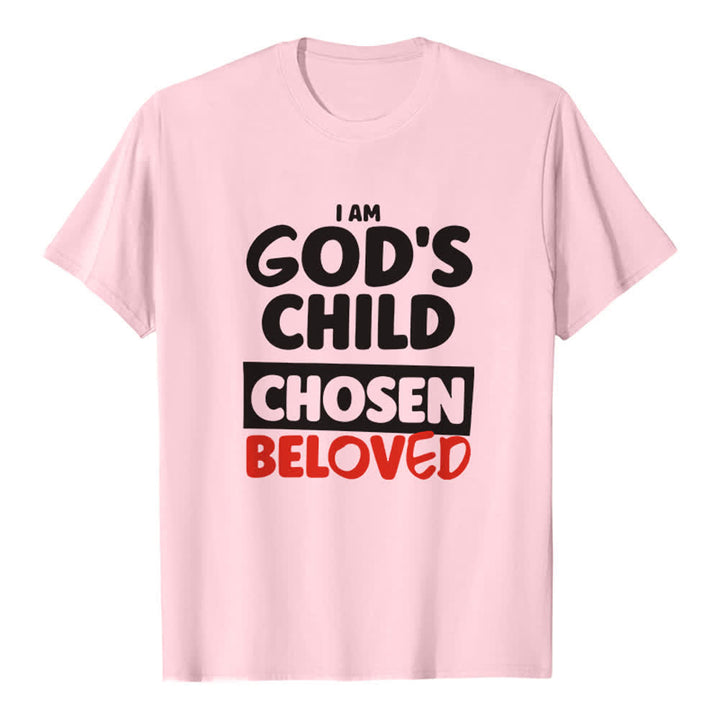 Christianartworkshop Retro Bold Typography God's Child Premium T-Shirt - Pink - 2XL - image 1