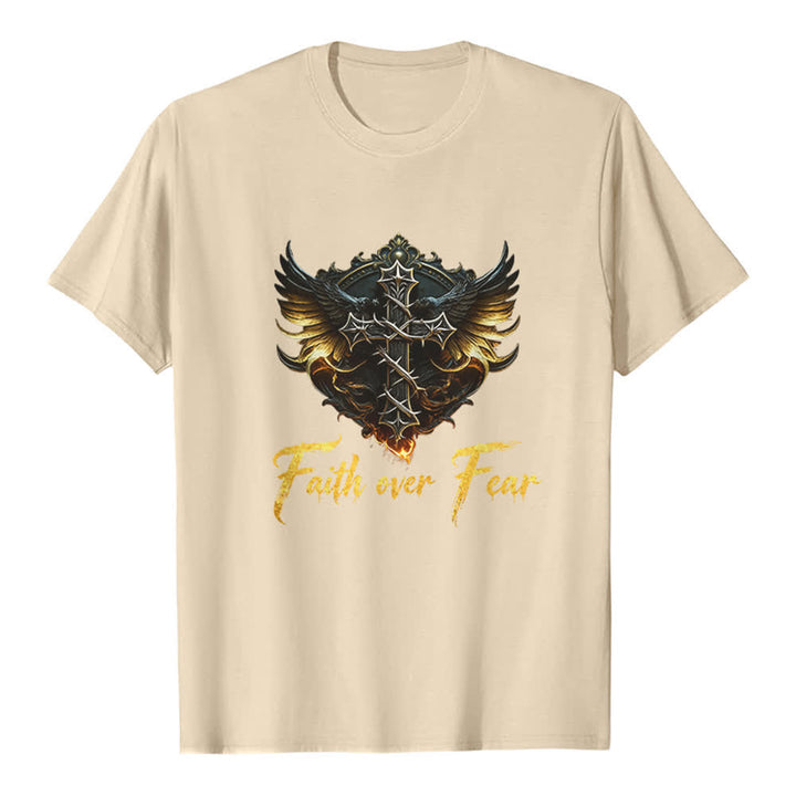 Christianartworkshop Wings Of Faith Faith Over Fear Premium T-Shirt - Beige - 2XL - image 6