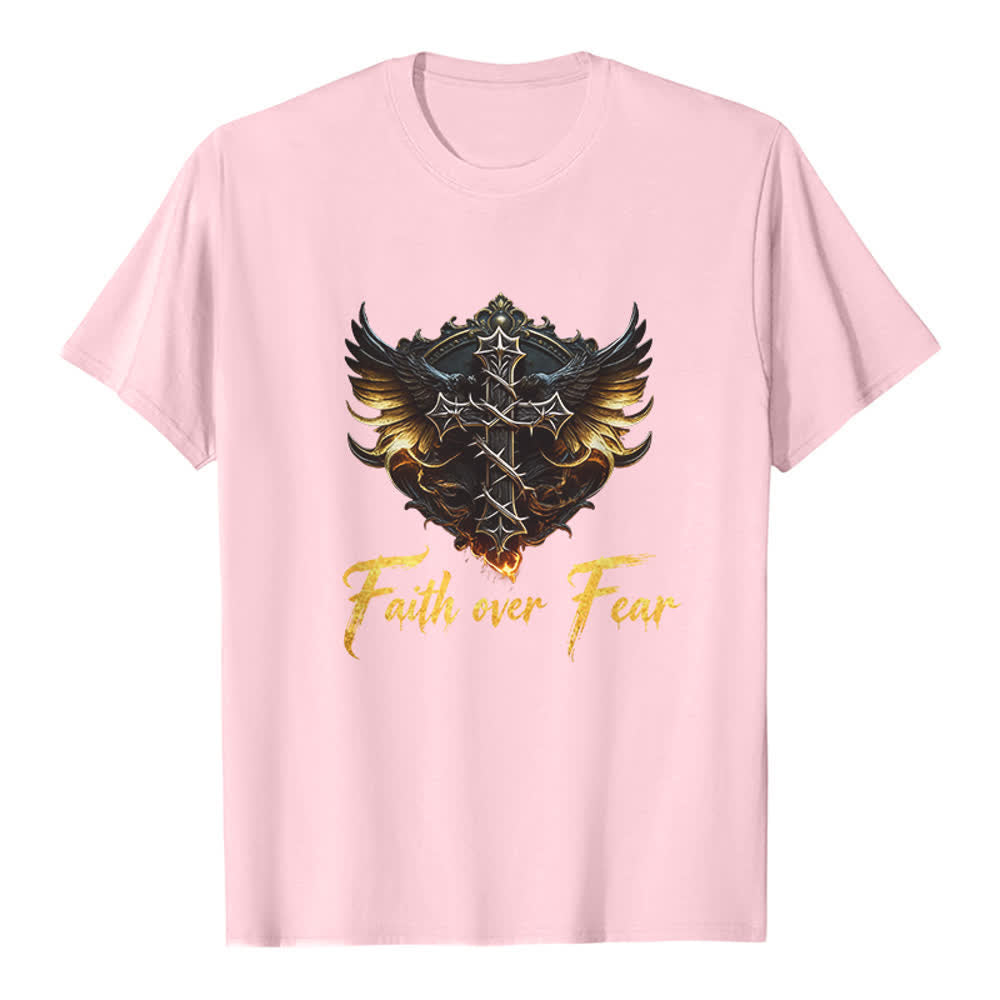 Christianartworkshop Wings Of Faith Faith Over Fear Premium T-Shirt - Pink - 2XL - image 1