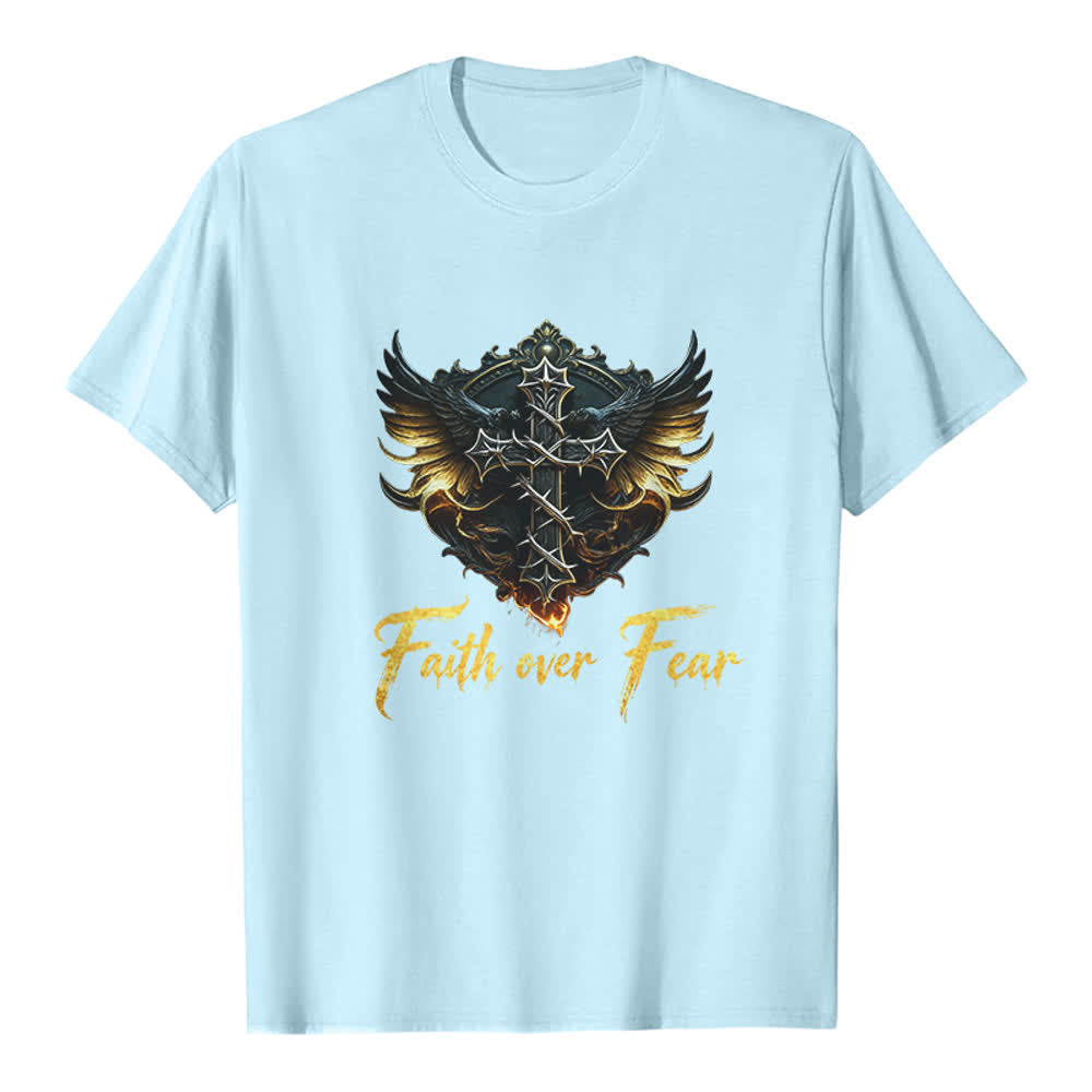 Christianartworkshop Wings Of Faith Faith Over Fear Premium T-Shirt - Blue - 2XL - image 5