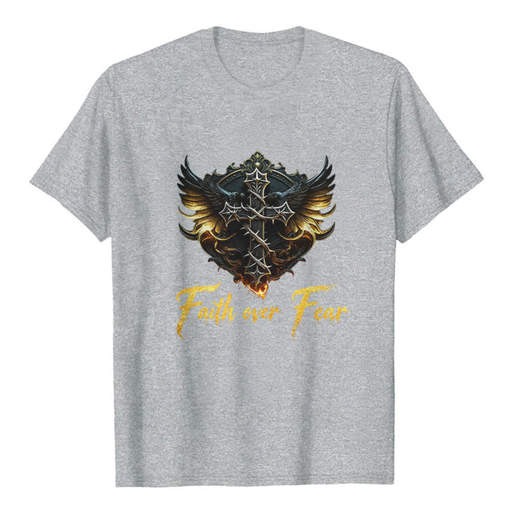 Christianartworkshop Wings Of Faith Faith Over Fear Premium T-Shirt - Grey - 2XL - image 7