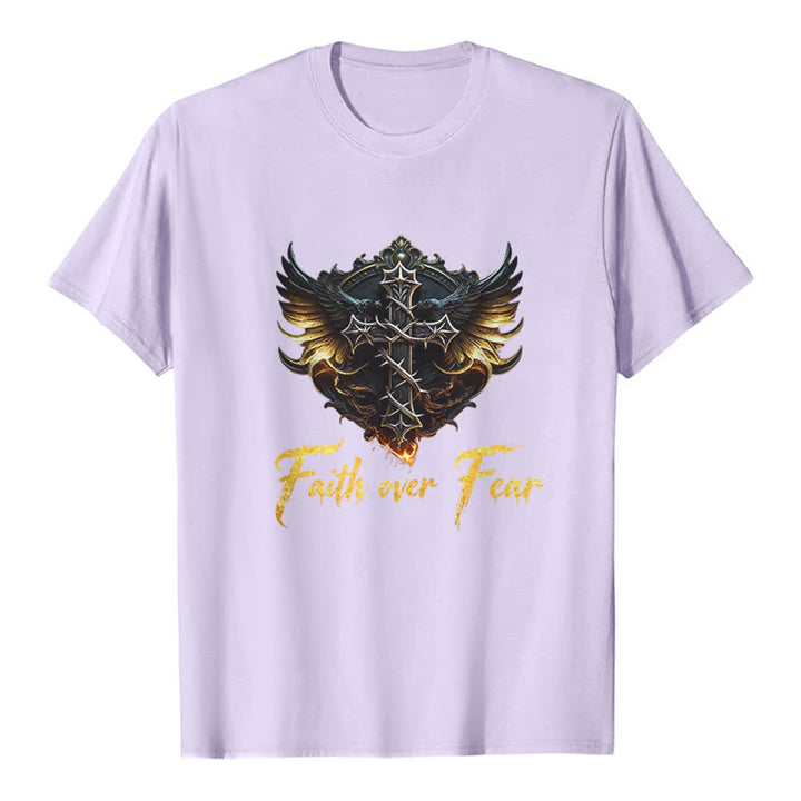 Christianartworkshop Wings Of Faith Faith Over Fear Premium T-Shirt - Purple - 2XL - image 2
