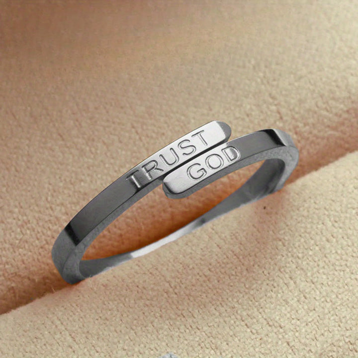 Christianartworkshop TRUST GOD Split-Band Ring: Steady Companion of Divine Trust - Silver(Suitable for UK Size L1/2 - UK Size Z) - image 3