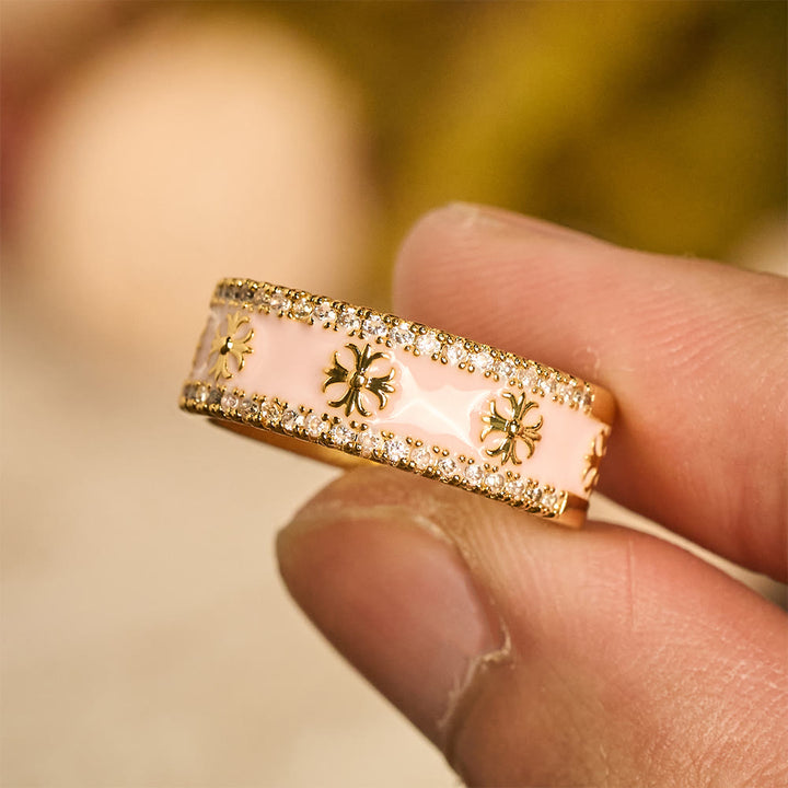 Christianartworkshop Zircon Cross Enamel Fleur-de-Lis Ring Set: Emblem of Divine Purity & Redemption - image 11