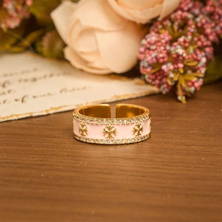 Christianartworkshop Zircon Cross Enamel Fleur-de-Lis Ring Set: Emblem of Divine Purity & Redemption - image 12