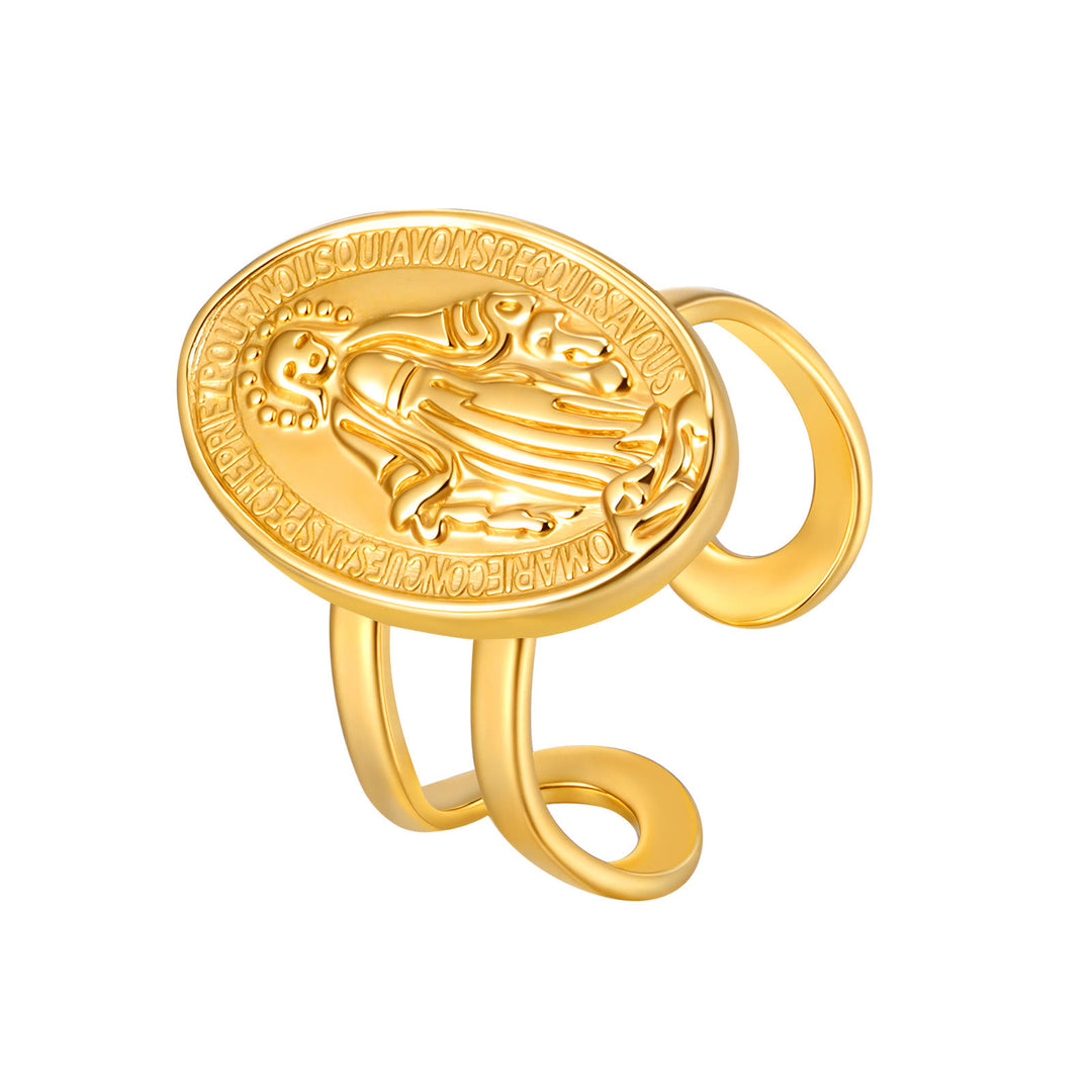 Christianartworkshop Our Lady Miraculous Medal CZ Halo Open Adjustable Faith Ring - image 6