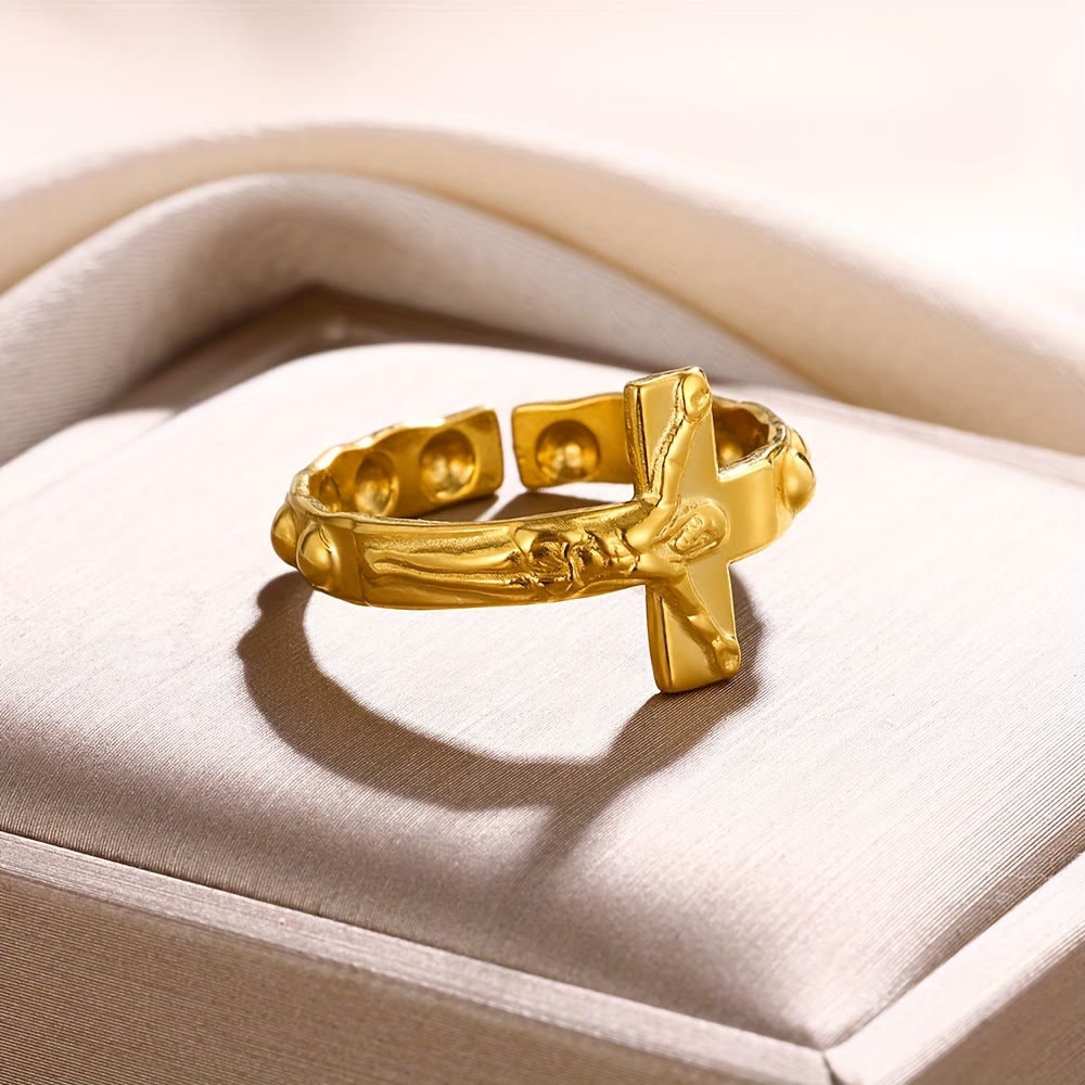 Devotion Ring ChristianArtworkShop Timeless Cross Engraved Adjustable Devotion Ring ...