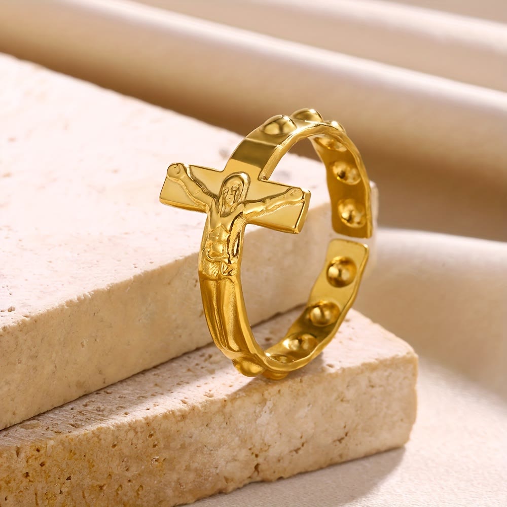 Devotion Ring ChristianArtworkShop Timeless Cross Engraved Adjustable Devotion Ring ...