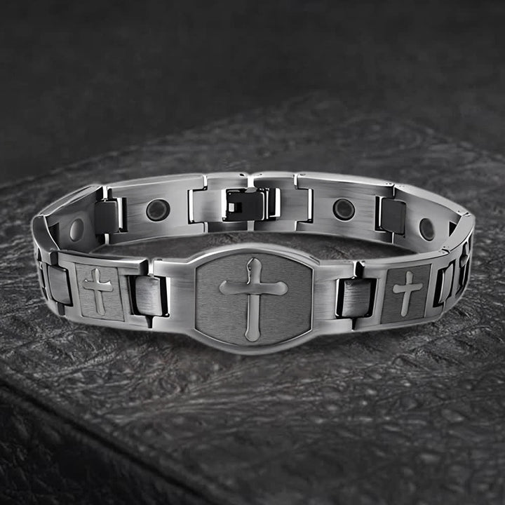 Christianartworkshop Link Chain Cross Engraved Bracelet: A Symbol of Divine Strength & Faith - Grey - image 13