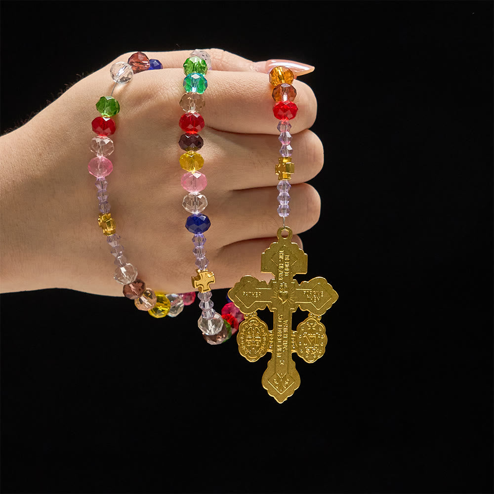Christianartworkshop Multi-Color Flat Glass Bead Rosary: Emblem of Divine Grace & Diversity - image 1