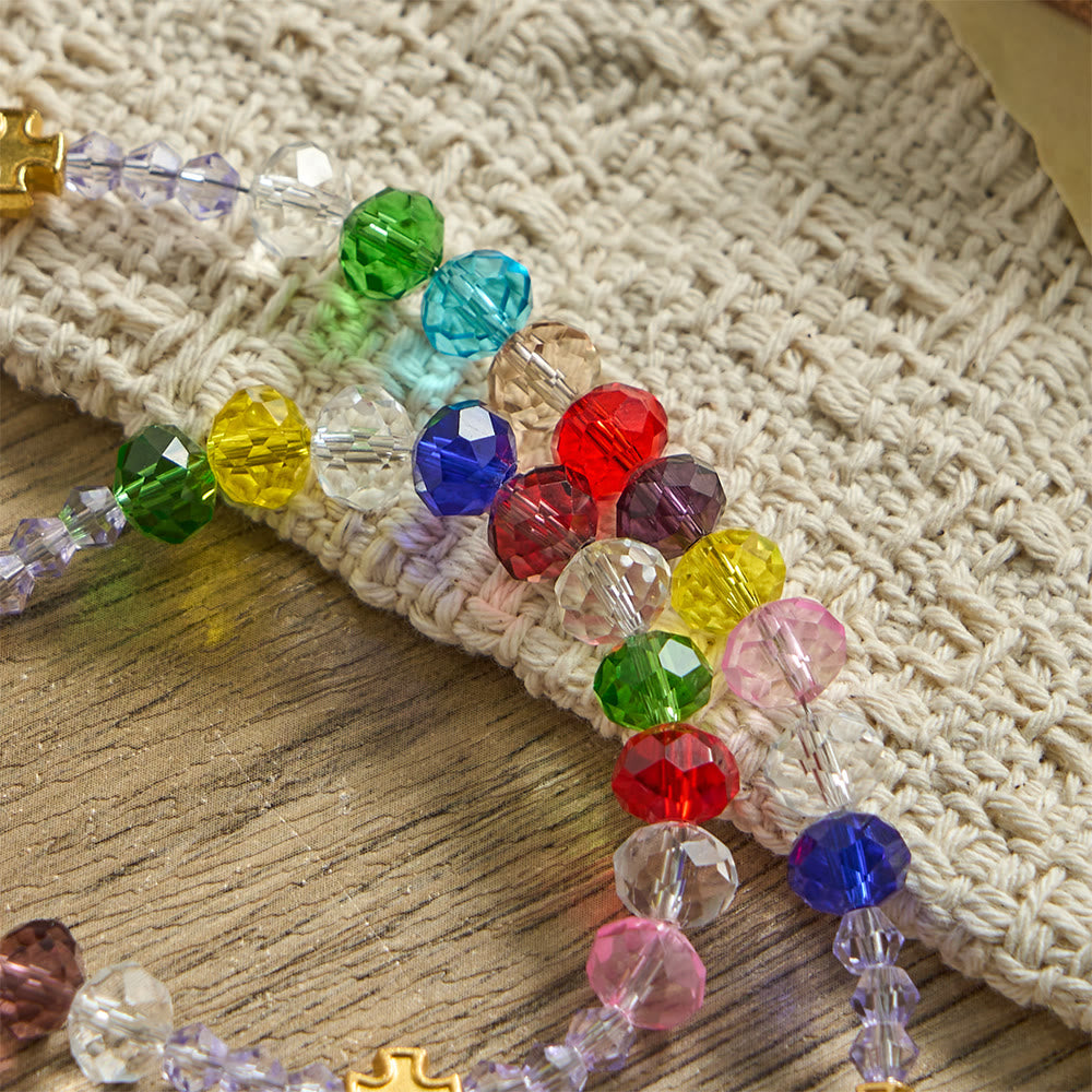 Christianartworkshop Multi-Color Flat Glass Bead Rosary: Emblem of Divine Grace & Diversity - image 6