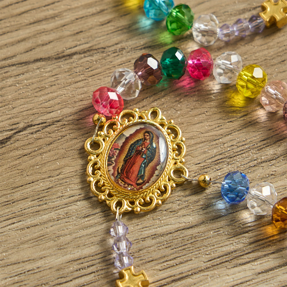 Christianartworkshop Multi-Color Flat Glass Bead Rosary: Emblem of Divine Grace & Diversity - image 7