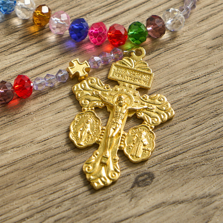 Christianartworkshop Multi-Color Flat Glass Bead Rosary: Emblem of Divine Grace & Diversity - image 8