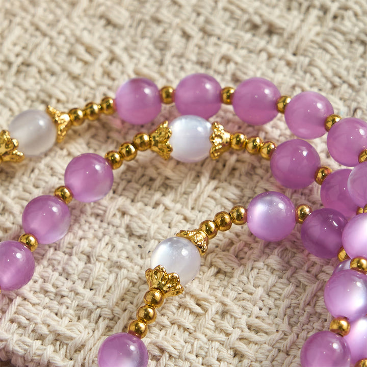 Christianartworkshop Purple Cat’s Eye Bead Rosary with Ornate Crucifix: Emblem of Divine Guidance & Marian Grace - image 6