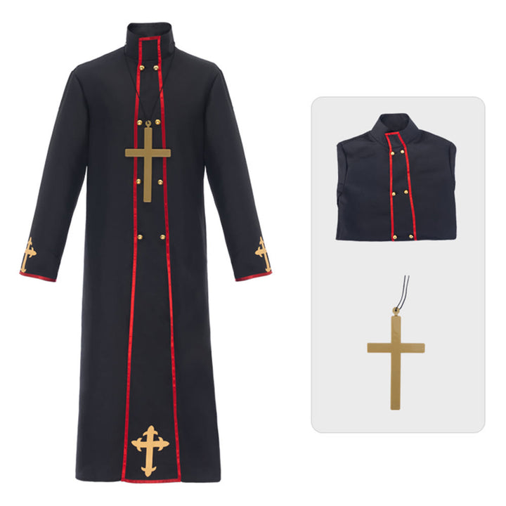 Christianartworkshop Double - Breasted Clergy Robe with Golden Cross & Red Trim - image 9