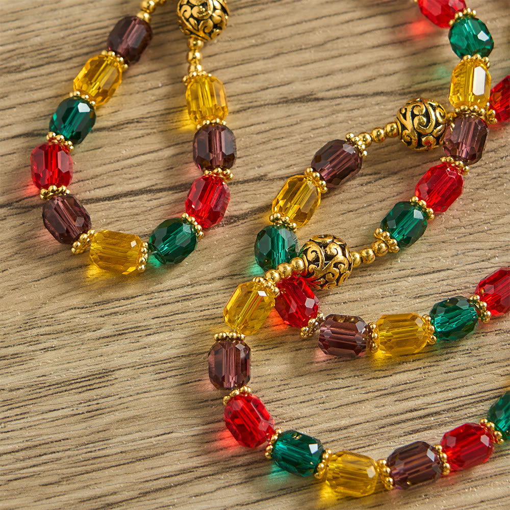 Christianartworkshop Multi-Color Cylindrical Crystal Bead Rosary: Emblem of Divine Joy & Diversity - image 6
