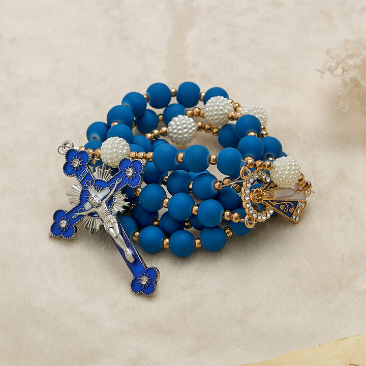 Christianartworkshop Matte Blue Rubber Bead Rosary with Our Lady of Aparecida Medal - image 5