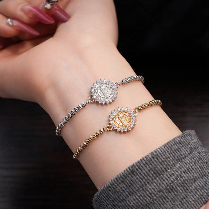 Christianartworkshop Our Lady Miraculous Medal Halo Cz Beaded Bracelet: Emblem Of Divine Protection & Grace  - image 3