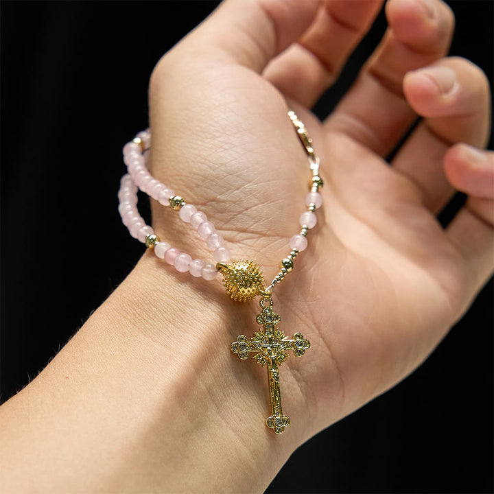 Christianartworkshop Magnetic Strawberry Agate Rosary Bracelet: Emblem of Divine Grace & Purity - image 2