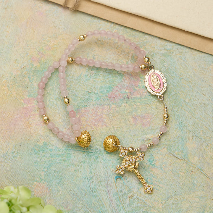 Christianartworkshop Magnetic Strawberry Agate Rosary Bracelet: Emblem of Divine Grace & Purity - image 3