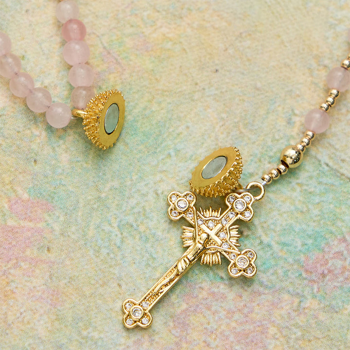 Christianartworkshop Magnetic Strawberry Agate Rosary Bracelet: Emblem of Divine Grace & Purity - image 6