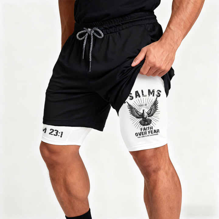 Christianartworkshop Psalms 23:1 Faith Over Fear Eagle Performance Shorts - image 1