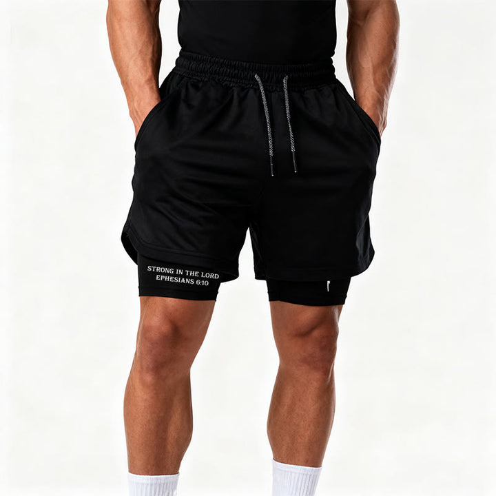Christianartworkshop Ephesians 6:10 Strong In The Lord Barbell Cross Performance Shorts - image 11