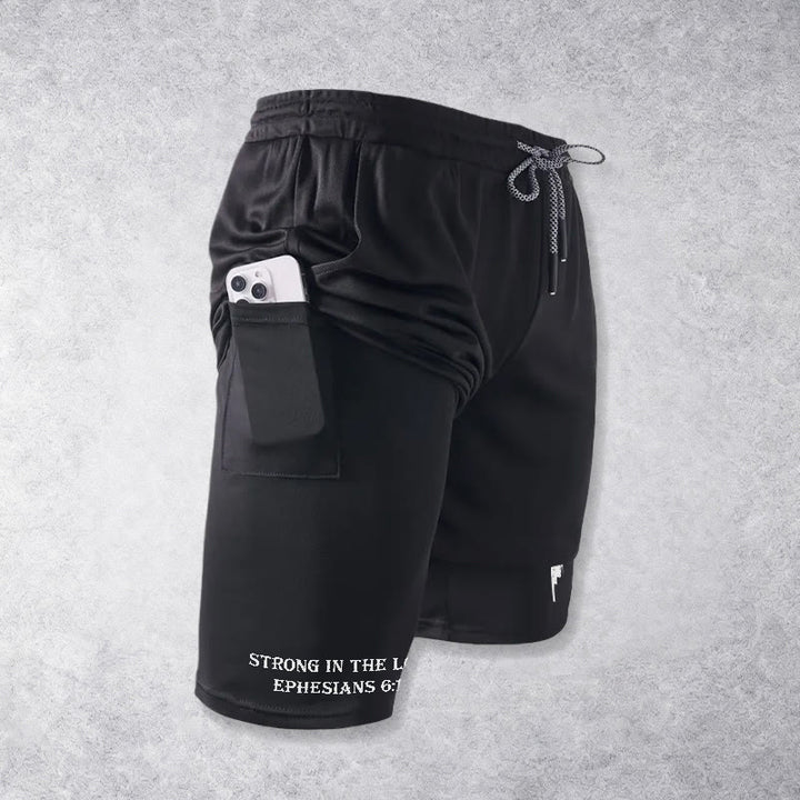 Christianartworkshop Ephesians 6:10 Strong In The Lord Barbell Cross Performance Shorts - image 17