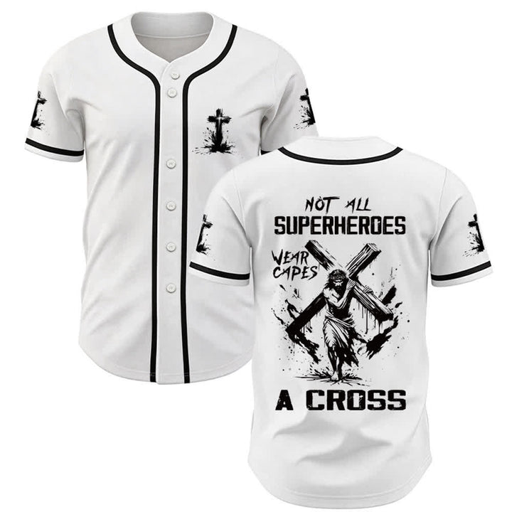 Christianartworkshop Not All Superheroes Wear Capes A Cross Unisex Baseball Jersey - White - 5XL - image 0