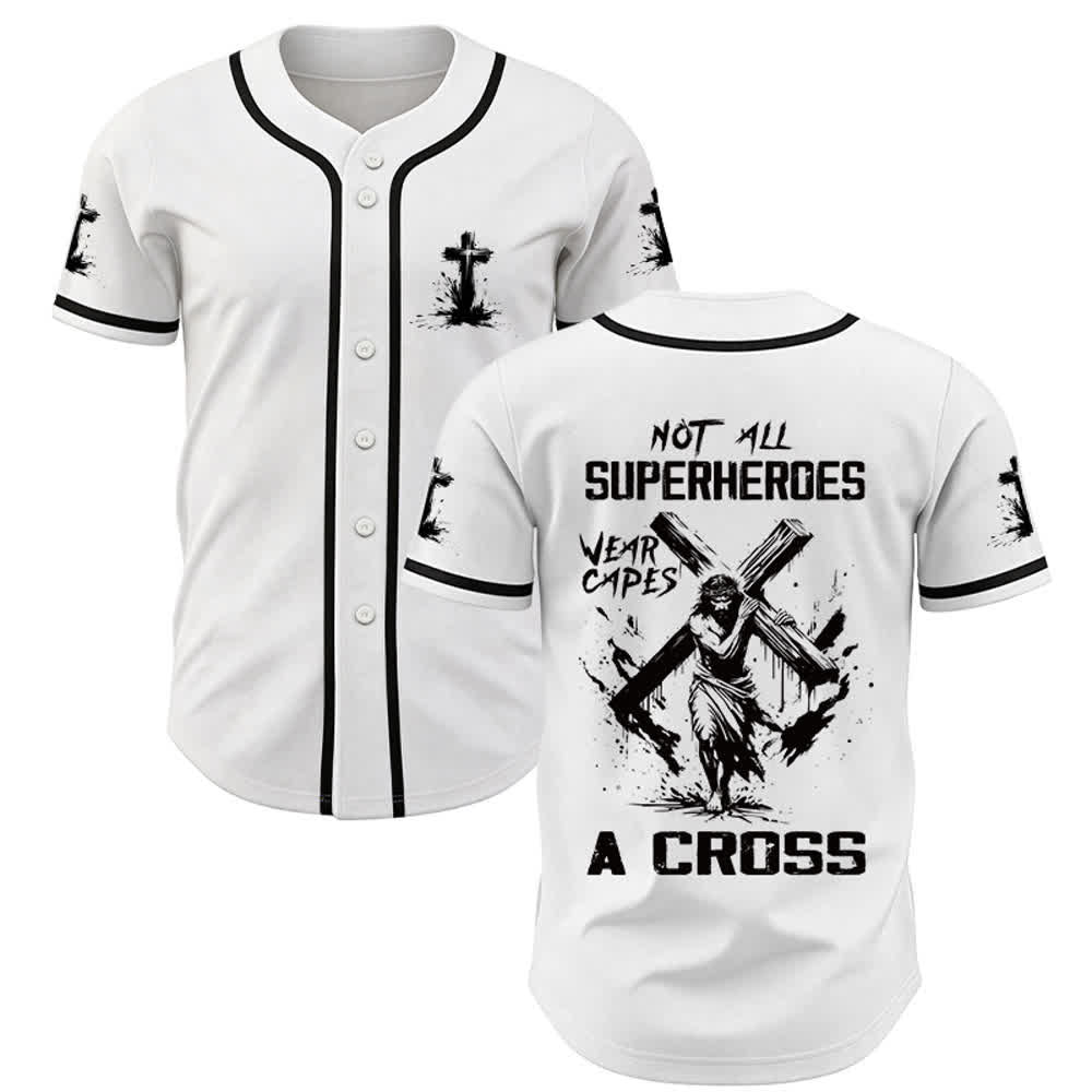 Christianartworkshop Not All Superheroes Wear Capes A Cross Unisex Baseball Jersey - White - 5XL - image 0