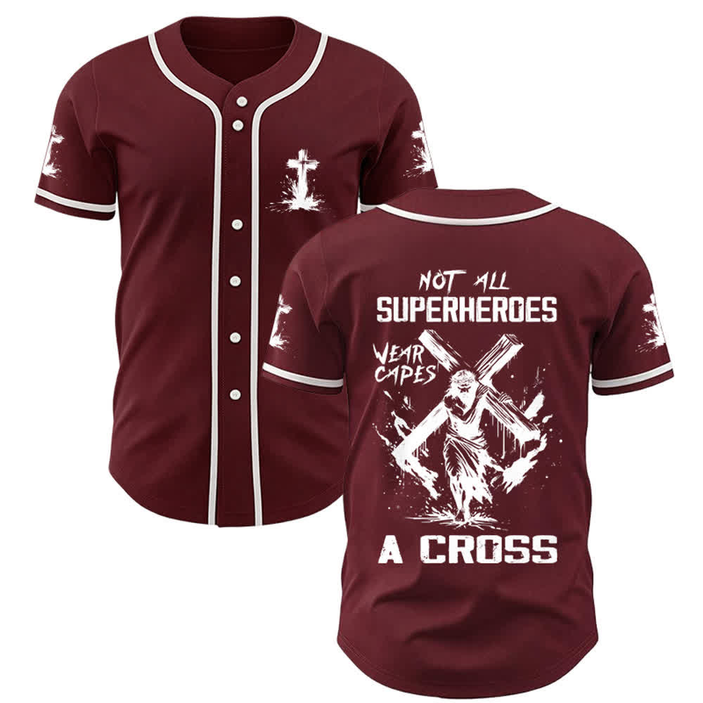 Christianartworkshop Not All Superheroes Wear Capes A Cross Unisex Baseball Jersey - Wine - 5XL - image 13