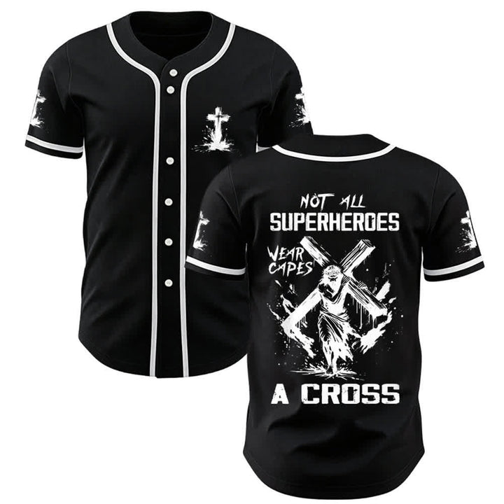 Christianartworkshop Not All Superheroes Wear Capes A Cross Unisex Baseball Jersey - Black - 5XL - image 7