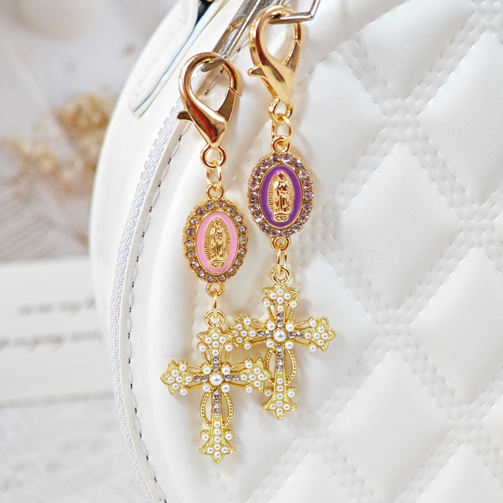 Christianartworkshop Ornate Our Lady Medallion Cross Keychain: Emblem Of Redemption & Spiritual Protection - image 0