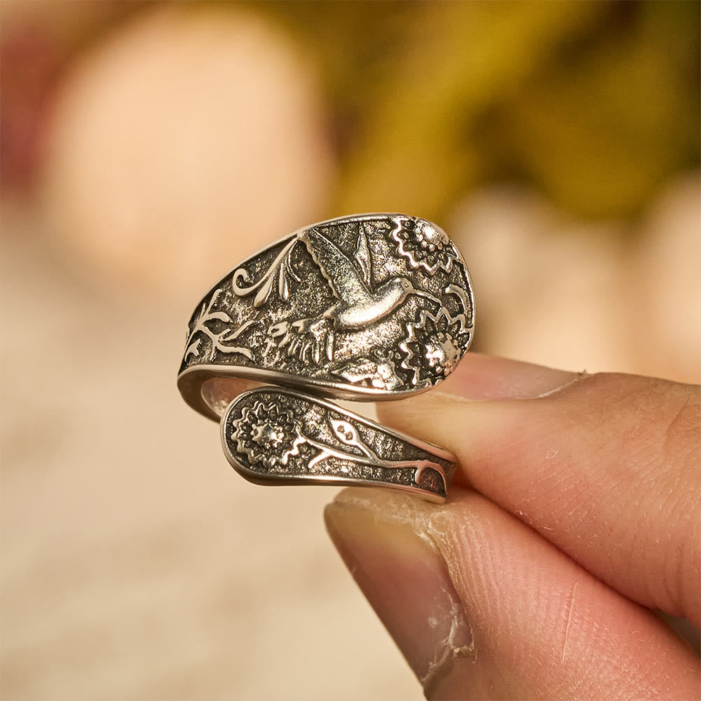 Christianartworkshop Hummingbird Holy Spirit Adjustable Wrap Ring: Emblem of Divine Grace & Natural Joy - image 1